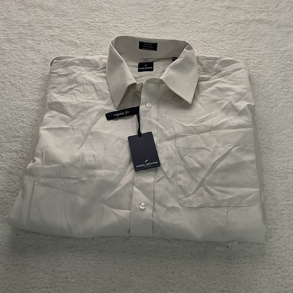NWT Mens Daniel Hechter Men's Beige Dress Shirt